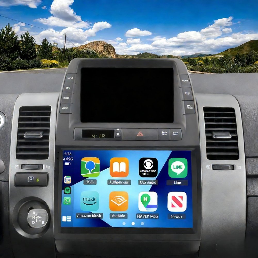 9 inch Car Stereo Radio Compatible for Toyota Prius 2003-2009,Android 14 GPS Navi Head Unit with Carplay and Android Auto,Car Player with WiFi Bluetooth+AHD Camera+Microphone Steering Wheel Control