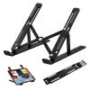 Adjustable Laptop Stand with Non-Slip Silicone, Aluminum Alloy, 7-Gear Height Settings, Foldable Desktop Holder, 2.1-5.9 Inch Elevation (Black) view 1