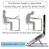 Adjustable Laptop Stand with Non-Slip Silicone, Aluminum Alloy, 7-Gear Height Settings, Foldable Desktop Holder, 2.1-5.9 Inch Elevation (Black) view 3