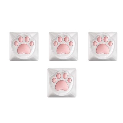 4-Pack Cat Paw Keycaps - Silicone & ABS Cute Mechanical Keyboard Caps, Dye-Sublimation Cat Claw & Fingerprint Keycaps for Custom Typing