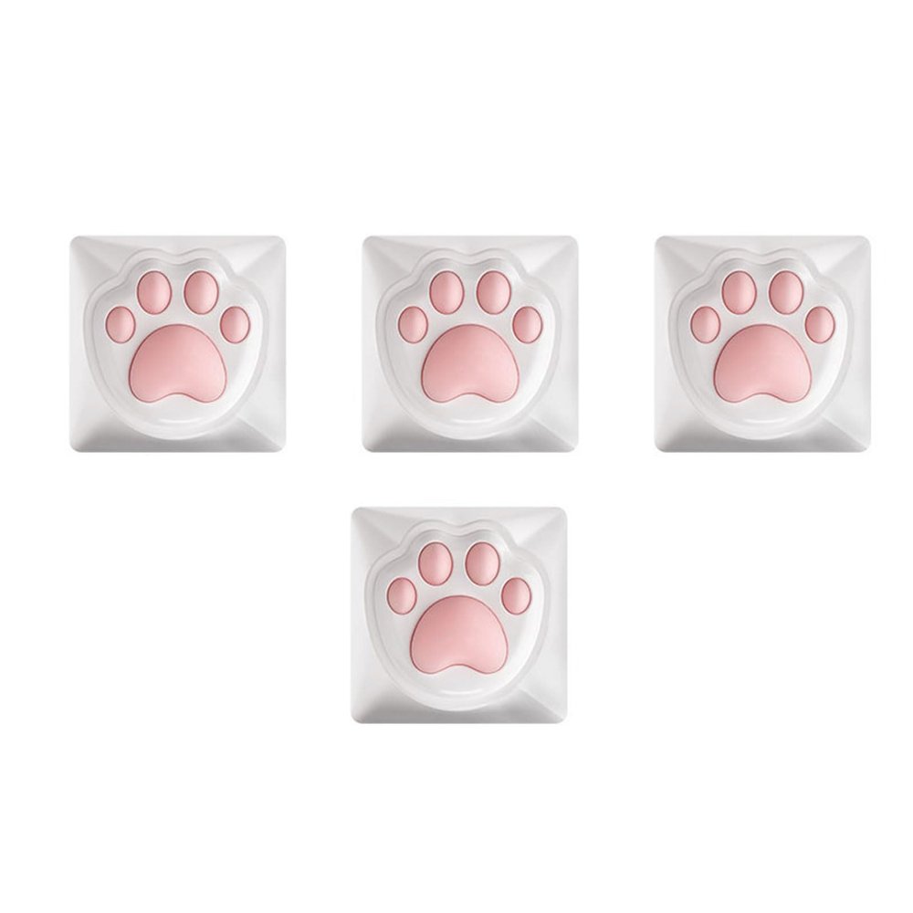 4-Pack Cat Paw Keycaps - Silicone & ABS Cute Mechanical Keyboard Caps, Dye-Sublimation Cat Claw & Fingerprint Keycaps for Custom Typing