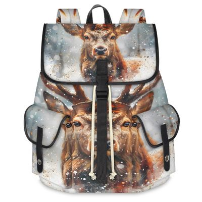 Adornori Deer Moose Travel Laptop Backpack for Women Men Large Capacity Waterproof 15 Inch Computer Drawstring Nurse Casual Daypack for Travel Sports