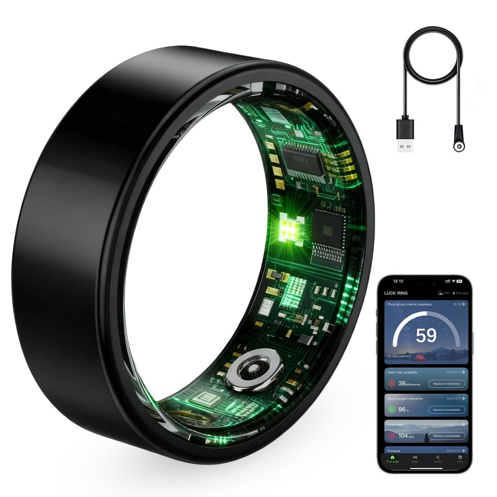 VAMOTRA Smart Ring for Women & Men, Fitness Tracker Ring with Heart Rate Monitor, HRV, Sleep Tracking, No Subscription Fee, 10ATM Waterproof Activity Ring for iPhone & Android (Black, 9)