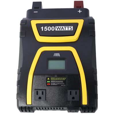 1500W Vehicle Power Inverter Modified Sine Wave with LED Screen and 3AC Socket Portable AC Power Emergencies 12V to 115V for Truck RV Emergency Backup Plastic Black