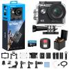 AKASO EK7000 4K30FPS 20MP WiFi Action Camera with 64GB MicroSD Memory Card Bundle EIS Ultra HD 131FT Waterproof Underwater Camera Remote Control 4X Zoom Support External Microphone Black view 1