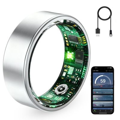 VAMOTRA Smart Ring for Women & Men, Fitness Tracker Ring with Heart Rate Monitor, HRV, Sleep Tracking, No Subscription Fee, 10ATM Waterproof Activity Ring for iPhone & Android (Silver, 9)