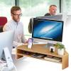 2 Tiers Bamboo Corner Monitor Stand, Triangular Computer Monitor Riser with Cell Phone Holder, Desktop Organizer Stand for Study Room  Office(Natural) view 1