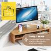 2 Tiers Bamboo Corner Monitor Stand, Triangular Computer Monitor Riser with Cell Phone Holder, Desktop Organizer Stand for Study Room  Office(Natural) view 3