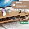 2 Tiers Bamboo Corner Monitor Stand, Triangular Computer Monitor Riser with Cell Phone Holder, Desktop Organizer Stand for Study Room  Office(Natural) view 4