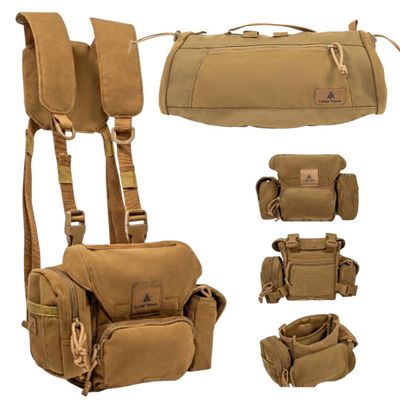 Lone Trail Binocular Harness & Hand Warmer Bundle Waterproof Bino Chest Pack with Rangefinder Pouch + Sherpa Fleece Hunting Hand Muff | Lightweight, Weather-Resistant Hunting Gear Set