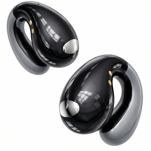 Boytond Ultra Open Ear Earbuds - Ergonomic Clip-On Earbuds, Bone Conduction Over-The-Ear Headphones with Waterproof Design and Secure Fit for Small Ears, Urban Black