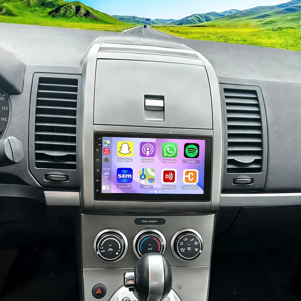 4+64G Car Stereo for Nissan Sentra/Sylphy 2007-2012 with Wireless Carplay&Android Auto,7 Inch Android 15 Touchscreen Bluetooth Car Radio with GPS, WiFi, FM Radio,Backup Camera,SWC,MIC