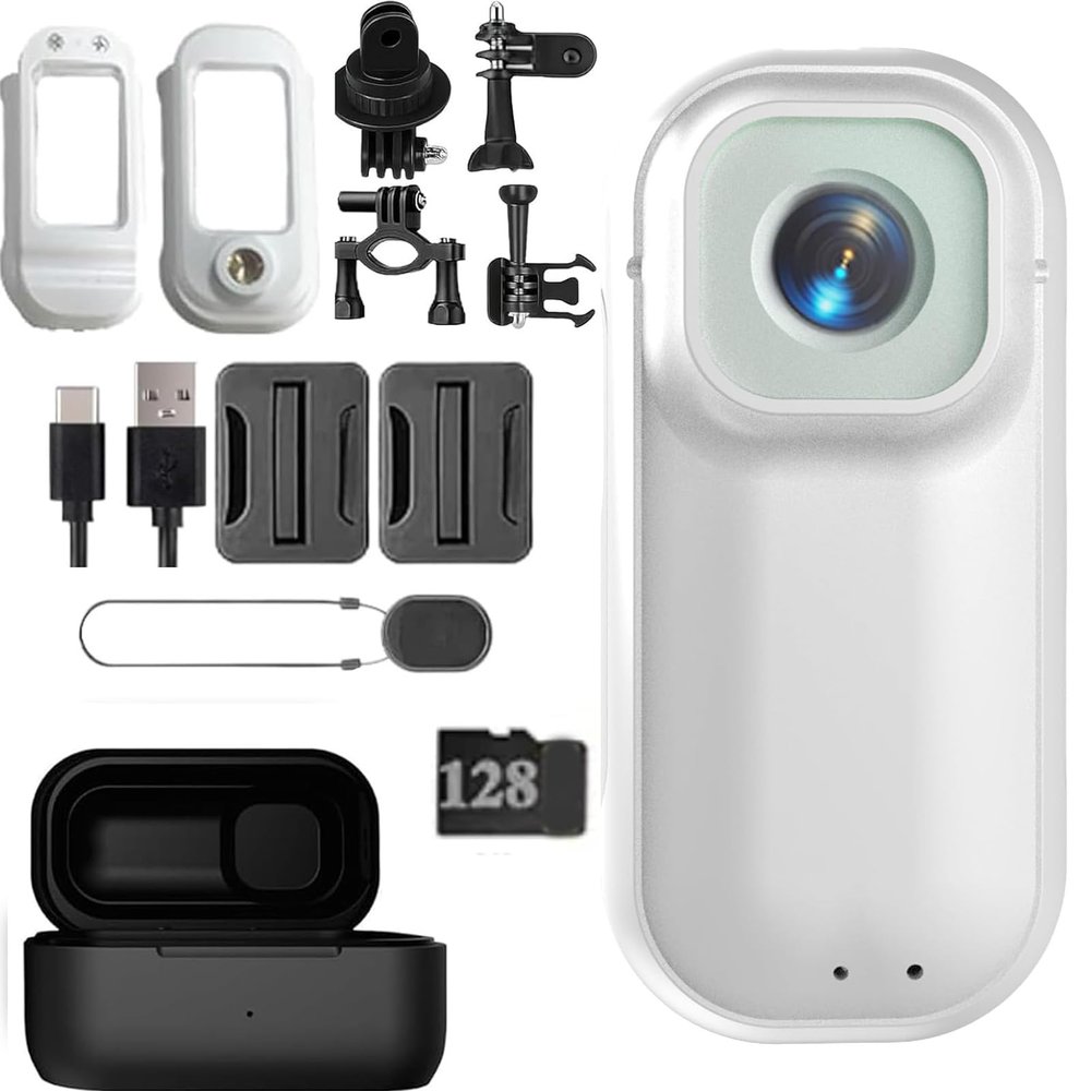 2026 New 4K HD Capture Thumb Camera, Waterproof 4K Thumb Camera with Charging Case, Ultra Wide Angle HD Action Camera, for Diving Cycling and Outdoors Activities (White,128G)