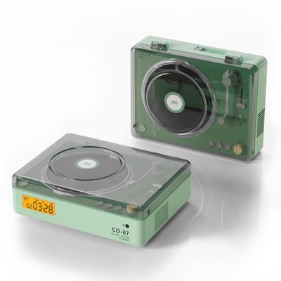 TOMASHI CD Player Portable with Speakers Blutooth Retro CD Player for Home Desktop Personal USB Music Stereo Rechargeable Player with LCD Display for Festival Gift CD-67(Green)