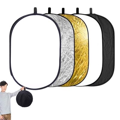 1 Set 5 in 1 Photography Props, 24x35 Light Reflectors with Storage Bag, 5 Color Foldable Portable Photography Reflector for Indoor Outdoor