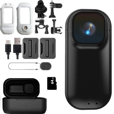 2026 New 4K HD Capture Thumb Camera, Waterproof 4K Thumb Camera with Charging Case, Ultra Wide Angle HD Action Camera, for Diving Cycling and Outdoors Activities (Black,64G)