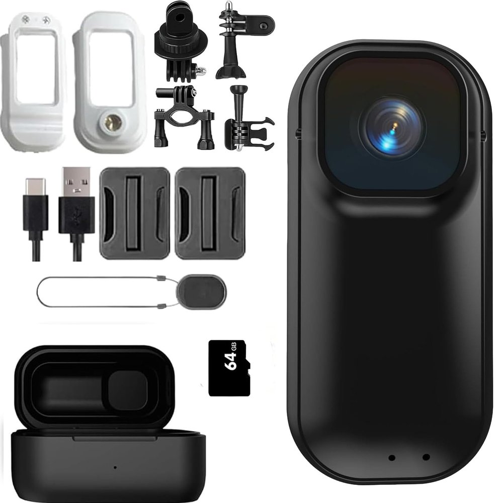 2026 New 4K HD Capture Thumb Camera, Waterproof 4K Thumb Camera with Charging Case, Ultra Wide Angle HD Action Camera, for Diving Cycling and Outdoors Activities (Black,64G)