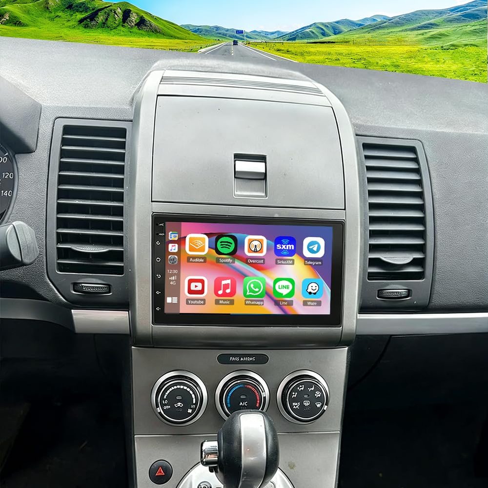 2+64G Double Din Radio Stereo for Nissan Sentra/Sylphy 2007-2012 with Wireless Carplay & Android Auto,7 Inch Android 15 Car Audio Receiver GPS Navigation Unit with Bluetooth Head Unit WiFi SWC