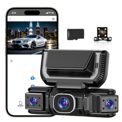 360 Car DVR WiFi 4Channels Dash Cam Video Recorder, with 32GB Card, 4 * 1080P Dash Camera for Cars Front and Rear Left Right, with 360 Surveillance APP Control (Four Lenses + WiFi)
