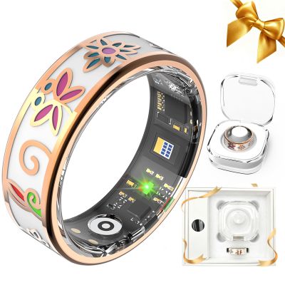 Enamel Craft Smart Health Rings for Women Men, Sleep Tracker with Heart Rate, Blood Oxygen, Fitness Ring for Activity Monitoring, No Subscription, Compatible with iOS & Android (Enamel Color, 7#)