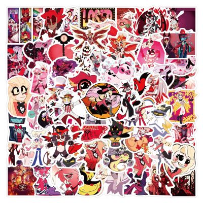 120pcs Cartoon Hazbin Hotel Stickers Pack,Cartoon Characters Stickers Movie Decorative Sticker for Kids Teens Adults Waterproof Sticker for Water Bottle Laptop Luggage Notebook Skateboard