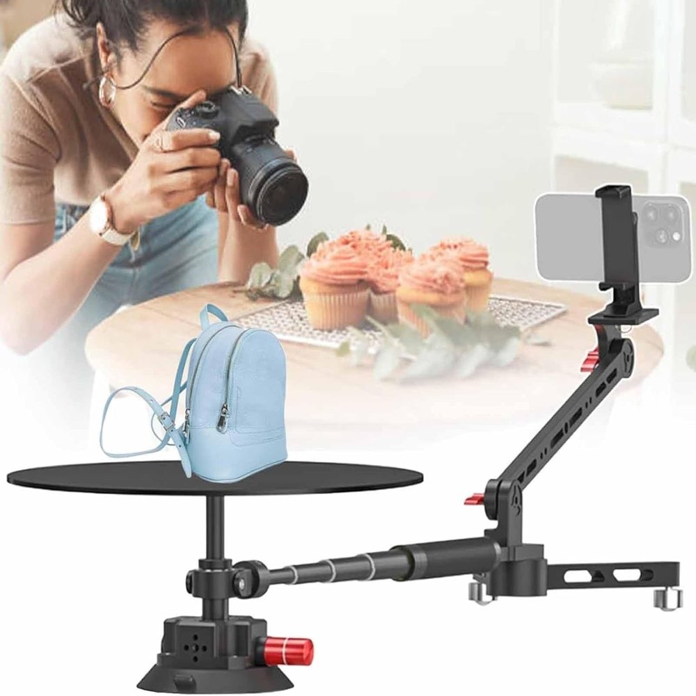 360 Degree Camera Spinne, Spinning Rig, Panoramic Photography Platform,Turntable Photo Booth Rotating with Dolly Wheel for Unboxing Commercial Video