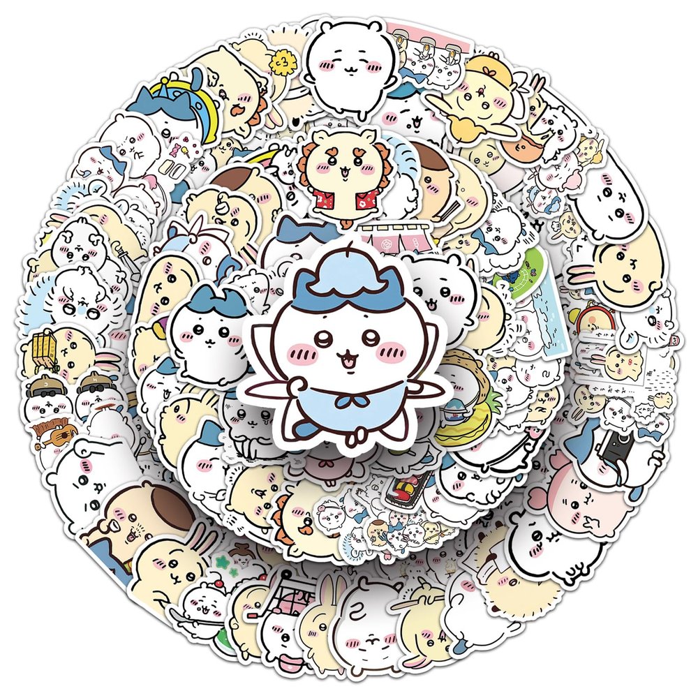 100pcs Kawaii Chiikawa Stickers Pack Japanese Cartoon Vinyl Stickers Funny Trendy Waterproof Decals for Teens Water Bottle Phone Journal Guitar Skateboard