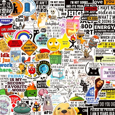 100 PCS Funny Stickers for Adults, Sarcastic Meme Stickers Waterproof Vinyl Cool Accesory Decals for Laptop Water Bottles Car Bumper Phone Hard Hats Scrapbook