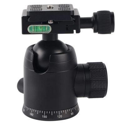 360 Degree Horizontal Rotation Panoramic Ball Head, SLR Camera Tripod Ball Head with Quick Release Plate, Aluminum Alloy Ball Head for DSLR Mirrorless Cameras, Max Load 20kg (36mm Sphere 60mm Quick