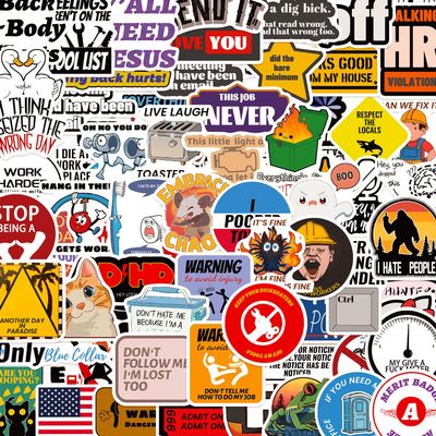 100 PCS Funny Stickers for Adults Teens, Sarcastic Meme Stickers Pack, Waterproof Vinyl Cool Accesory Decals for Laptop Water Bottles Car Bumper Phone Hard Hats Scrapbook