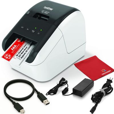 High-Speed Label Printer QL-800 - Professional Address & Shipping Labeling Machine with Auto Cutter, 300DPI Black/Red Output, Compatible with Brother DK-2251 Rolls (Renewed)