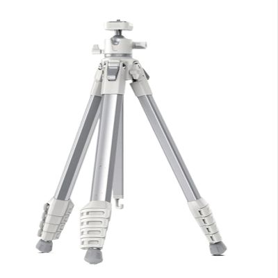 Tripod Stand, Camera Travel Tripod 156cm with Quick-Release Plate Phone Clamp 10KG Load for Smartphone Livestreaming Vlog(White)