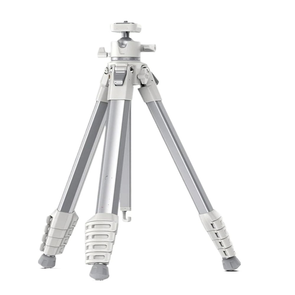Tripod Stand, Camera Travel Tripod 156cm with Quick-Release Plate Phone Clamp 10KG Load for Smartphone Livestreaming Vlog(White)