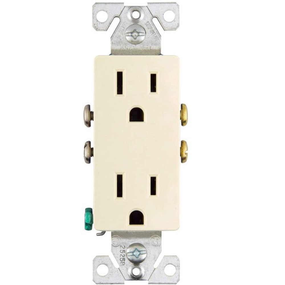 4K Ultra HD Oultet Receptacle Wall Socket Wi-Fi Pinhole Nanny Spy Camera - 120V AC Wired (Uses Existing Wires Inside Wall) - Light Almond/Square