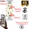 4K Ultra HD Oultet Receptacle Wall Socket Wi-Fi Pinhole Nanny Spy Camera - 120V AC Wired (Uses Existing Wires Inside Wall) - Light Almond/Square view 2