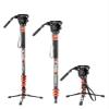 Tripod Stand, Carbon Fibre Monopod Bundle with Pedal Locking Video Fluid Head 186CM 3-in-1 Travel for DSLR Camera(Monopod Set Orange) view 1