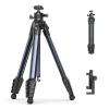 Tripod Stand, Camera Travel Tripod 156cm with Quick-Release Plate Phone Clamp 10KG Load for Smartphone Livestreaming Vlog(Black) view 2