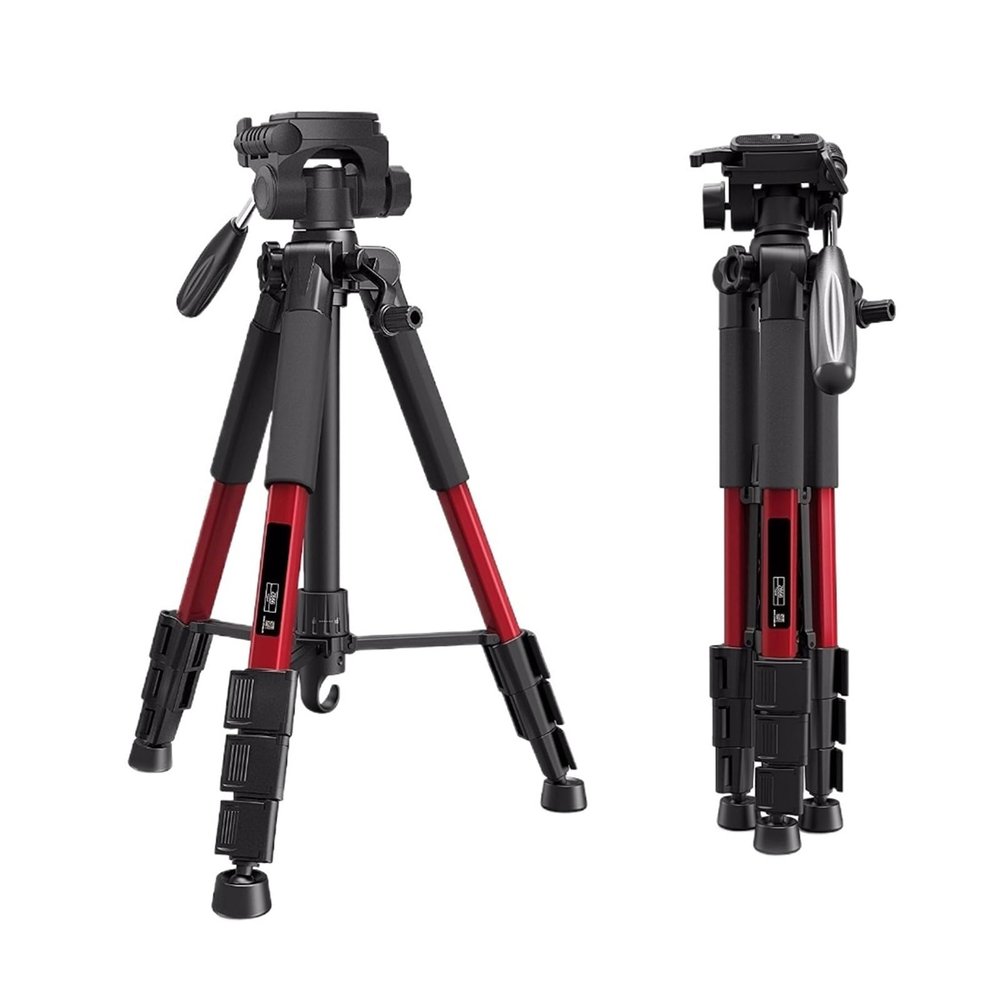 Tripod Stand, Professional Tripod Stand with Ballhead Quick Release Plate,Compatible for Sony Nikon Canon DSLR Camera Smartphone(Red)