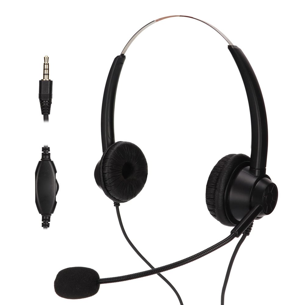 Gugxiom H360D 3.5VA Telephone Headset, Binaural Business Headset with Built in HD Microphone and Adjustable Volume, for Call Center Conference Office Home