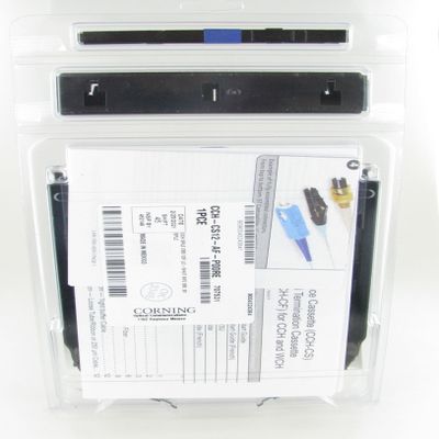 Corning CCH-CS12-AF-P00RE Pigtailed Splice Cassette, 12 Fiber, LC APC Duplex Shuttered Singlemode OS2