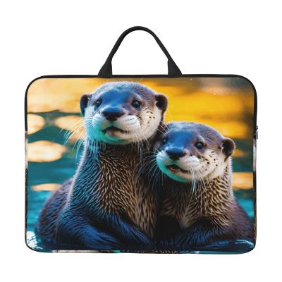 Animal Cute Brown Otters Print 14in Laptop Case Sleeve Shockproof Portable Notebook Computer Cover Protector Bag