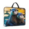 Animal Cute Brown Otters Print 14in Laptop Case Sleeve Shockproof Portable Notebook Computer Cover Protector Bag view 2