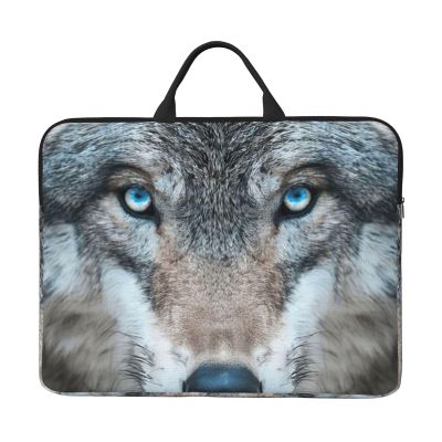 Blue Eyes Wolf Print 14in Laptop Case Sleeve Shockproof Portable Notebook Computer Cover Protector Bag