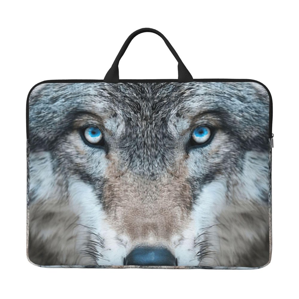 Blue Eyes Wolf Print 14in Laptop Case Sleeve Shockproof Portable Notebook Computer Cover Protector Bag