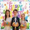 Happy Easter Backdrop Peeps 8x6FT Spring Colorful Eggs Bunny Easter Background Welcome Peeps Party Banner Decorations Photo Props view 3