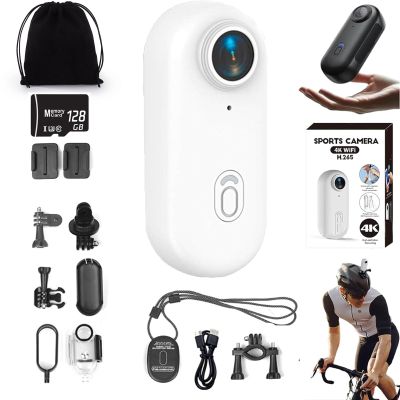 4K Waterproof POV Capture Pro, 128GB POV Pro, 2026 New Thumb Action Camera, Ultra Wide Angle Mini Body Camera, Wearable Video Recording for Vlogging, Cycling, Diving (White 4K+128GBMemory Card)