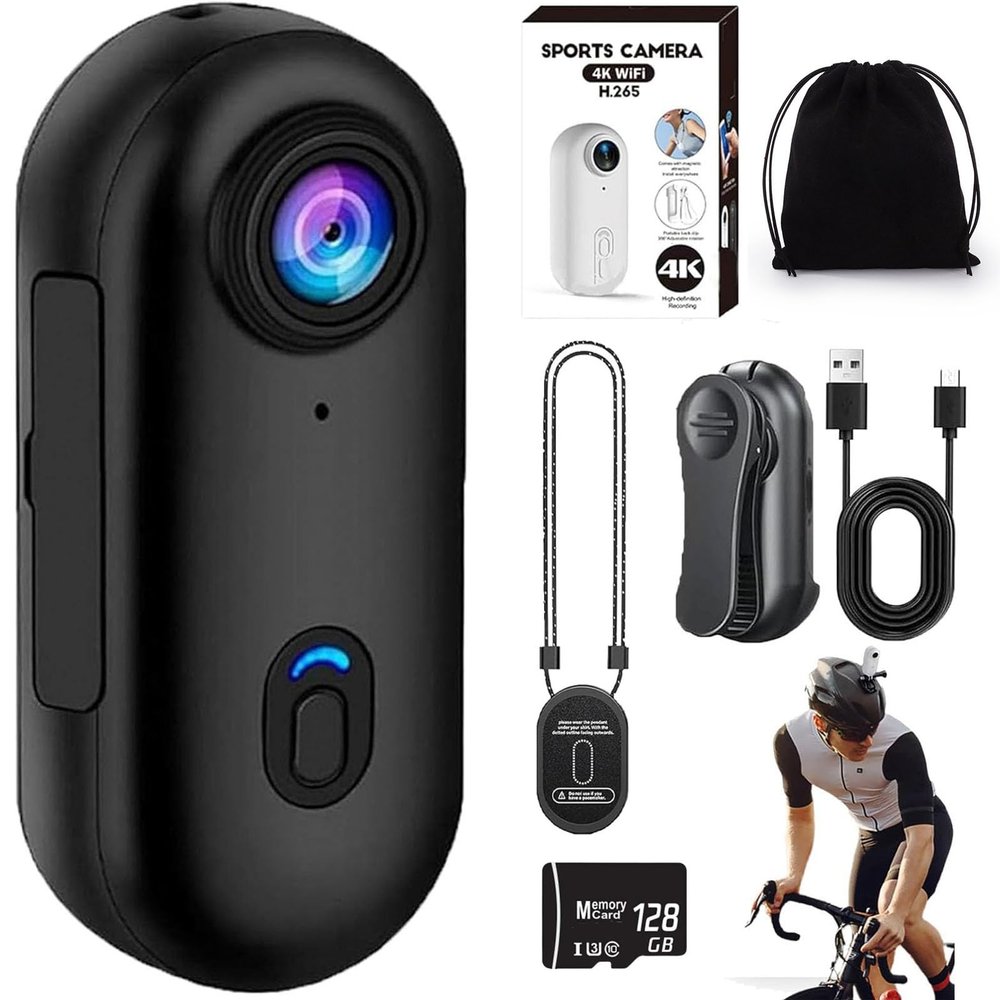 4K Waterproof POV Capture Pro, 128GB POV Pro, 2026 New Thumb Action Camera, Ultra Wide Angle Mini Body Camera, Wearable Video Recording for Vlogging, Cycling, Diving (Black 1080P+128GBMemory Card)