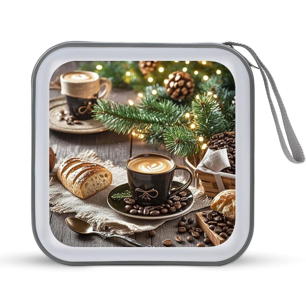 FekiLoot Coffee Bread CD Case 40 Discs Heavy Duty Bag Binder Storage Booklet Album Portable DVD CD Case Holder for Car Sturdy Hard Plastic Disc Cases for Home Office Travel
