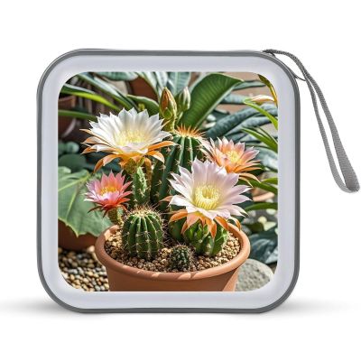 FekiLoot Cactus Flower Pot CD Case 40 Discs Heavy Duty Bag Binder Storage Booklet Album Portable DVD CD Case Holder for Car Sturdy Hard Plastic Disc Cases for Home Office Travel