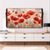 Spring Outdoor TV Cover for Outside Flat Screen,Red Poppy Flower 600D Thick Waterproof Weatherproof Outdoor TV Screen Protector with Zipper for 52 to 55 Inch Flat Screens Oil Painting Style view 1